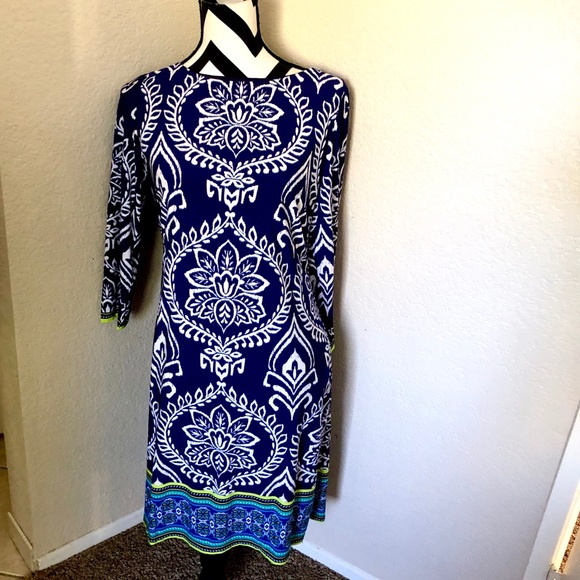 Vince Camuto Womens Puff Shoulder Shift Dress Blue Size 10 main image 1